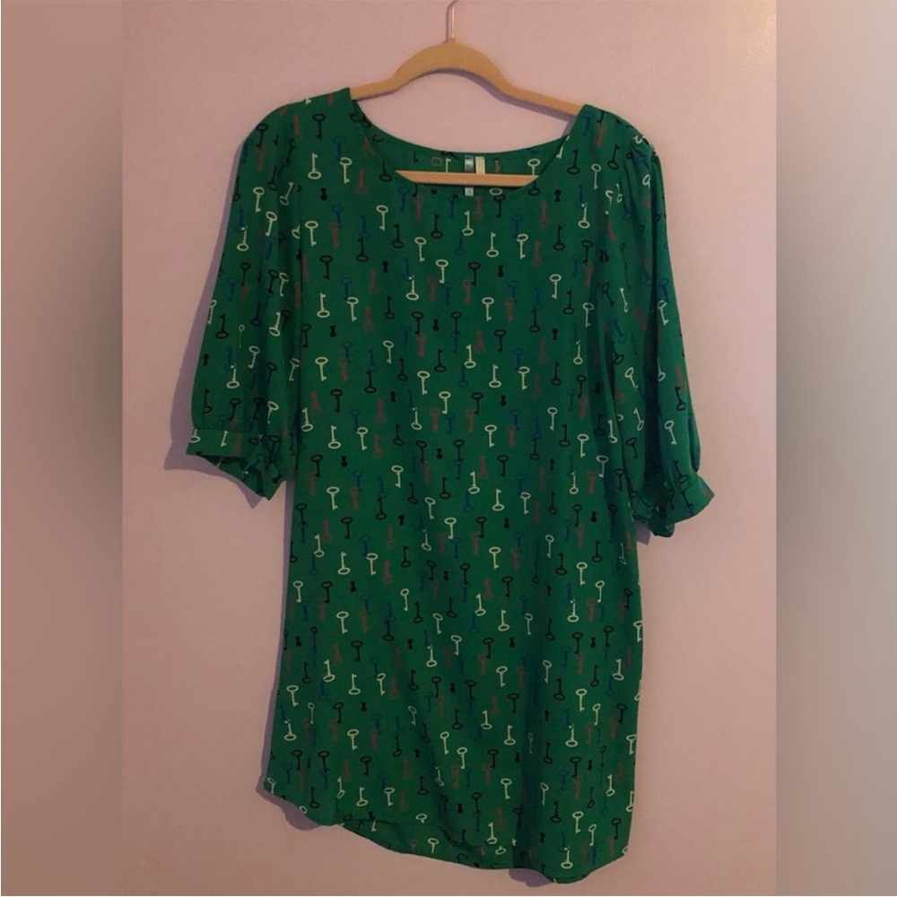 $3❤️Bundled Green Key Print Dress